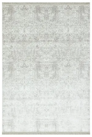 Lucca Washable Thin White Kitchen Rug with Non-Slip Base 6044