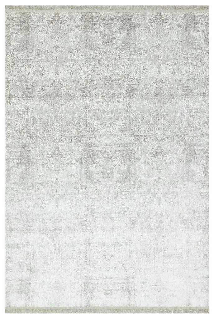 Lucca Washable Thin White Kitchen Rug with Non-Slip Base 6044