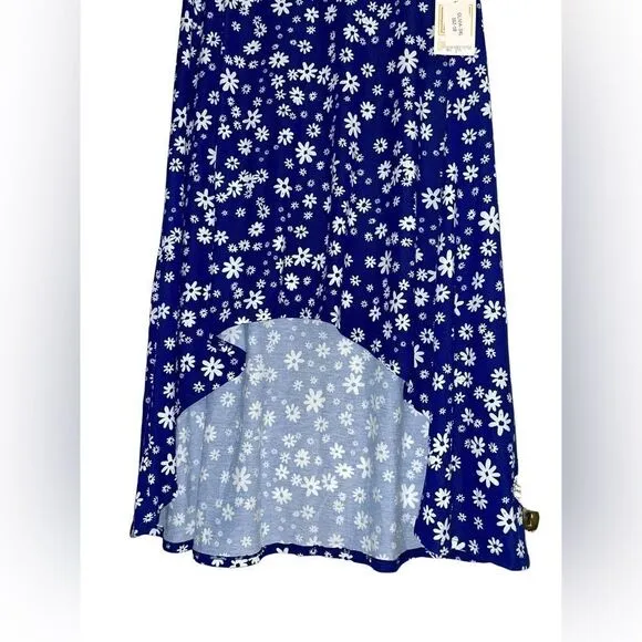 LuLaRoe 3XL Olivia High-Low Skirt • Blue Background • Daisies • Maxi • BNWT