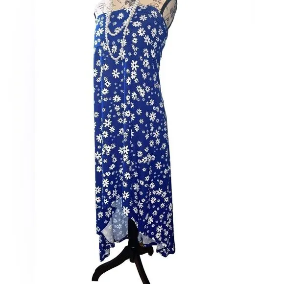 LuLaRoe 3XL Olivia High-Low Skirt • Blue Background • Daisies • Maxi • BNWT