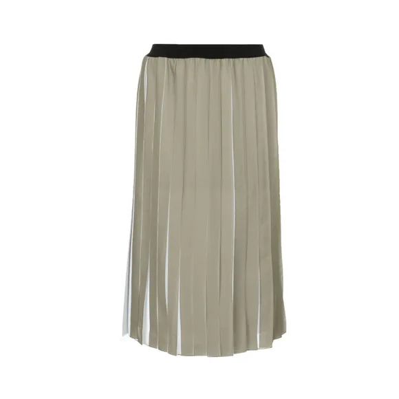 Marella Accordion Silky Pleated Skirt Two-tone White Brown Midi sz M