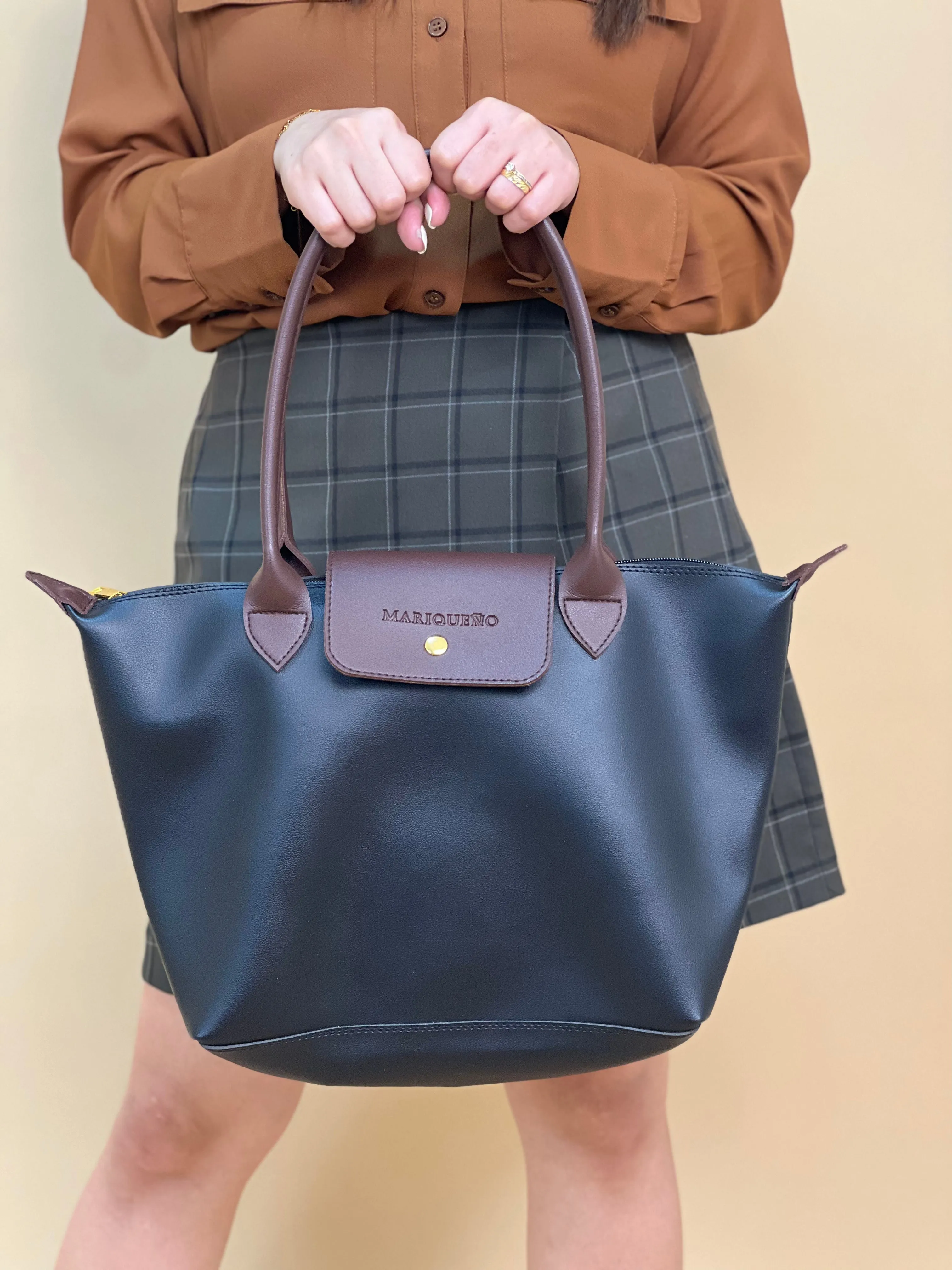 MARTHA Leather Tote Bag in Black