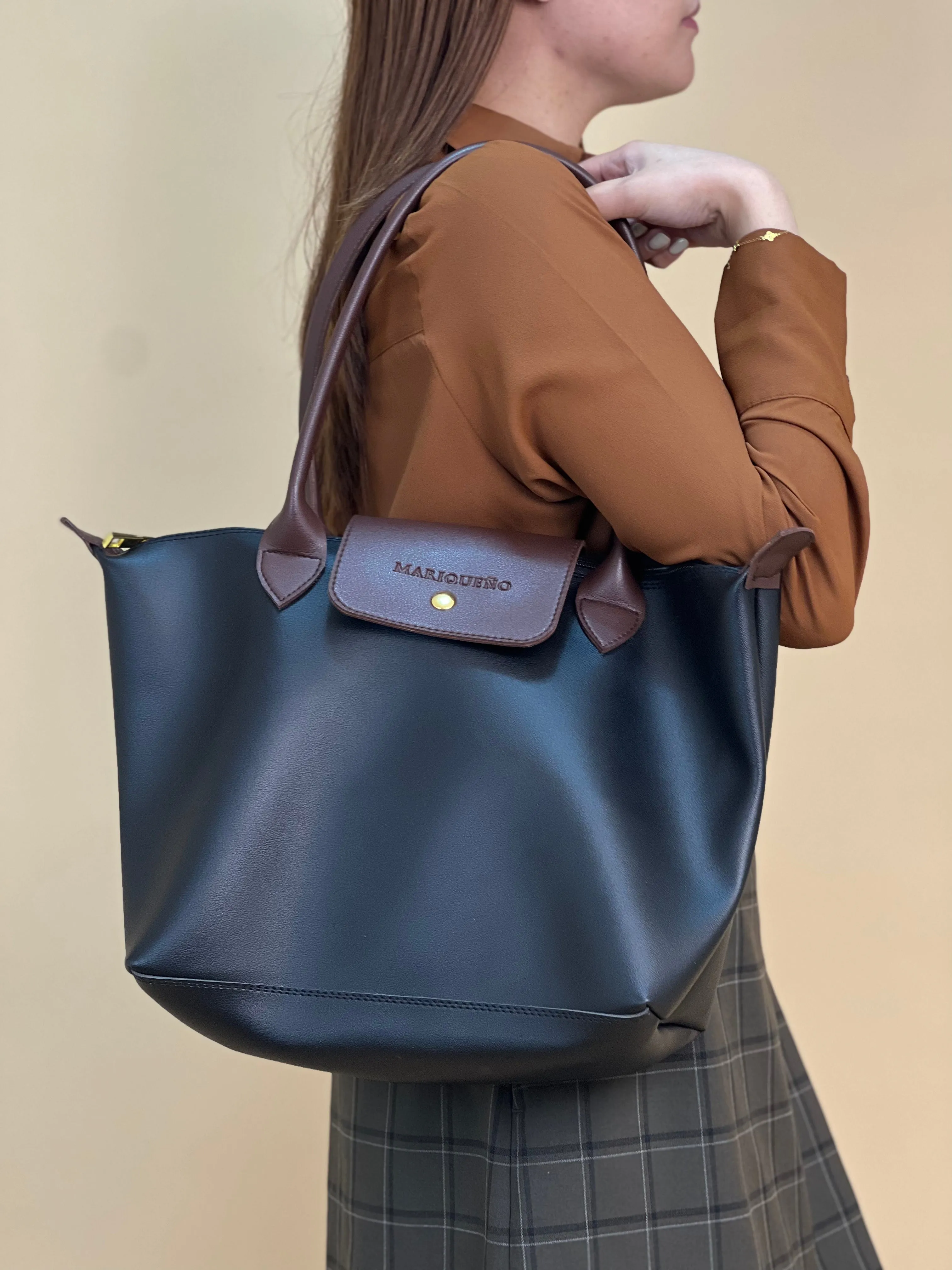 MARTHA Leather Tote Bag in Black