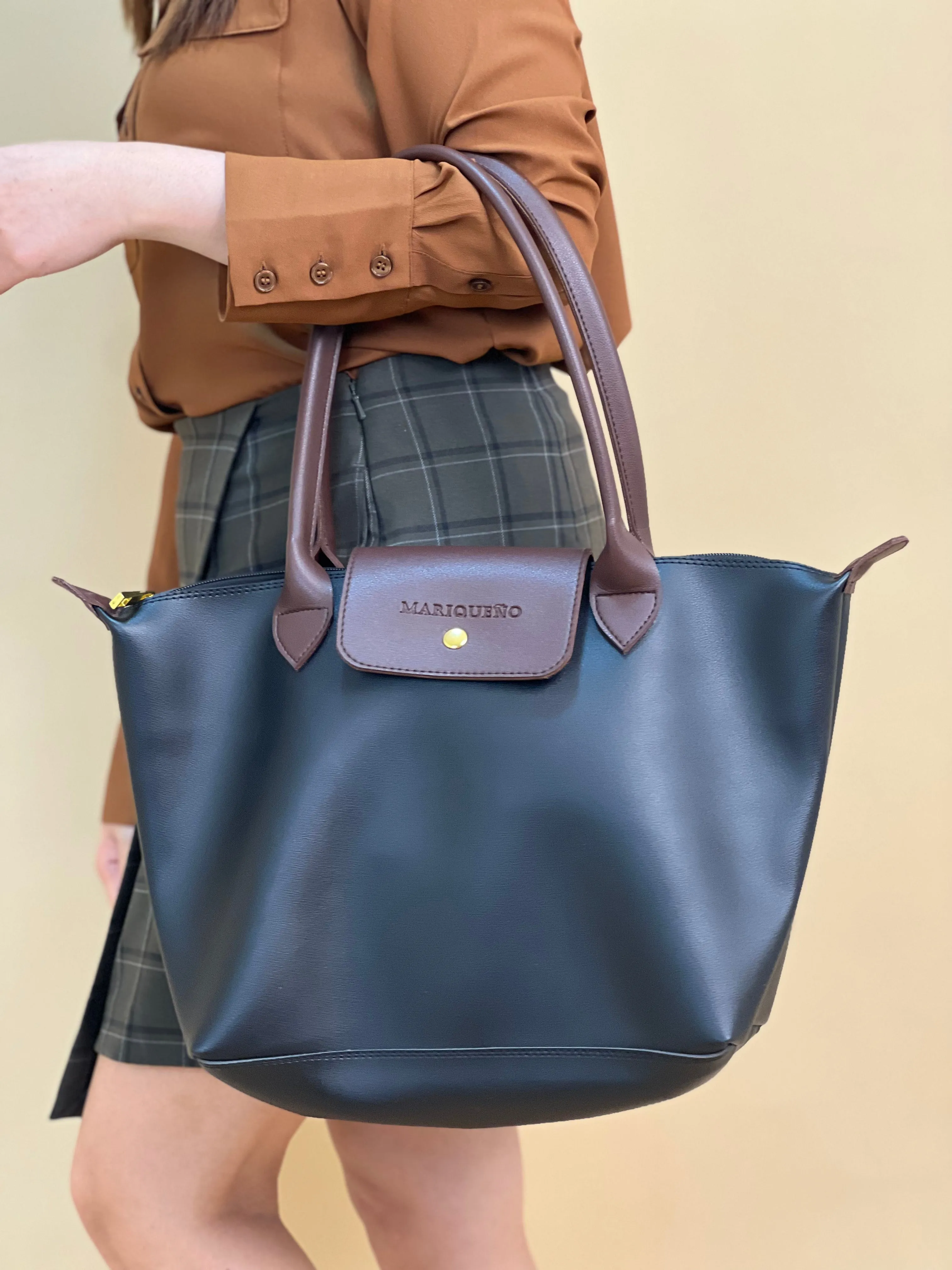 MARTHA Leather Tote Bag in Black