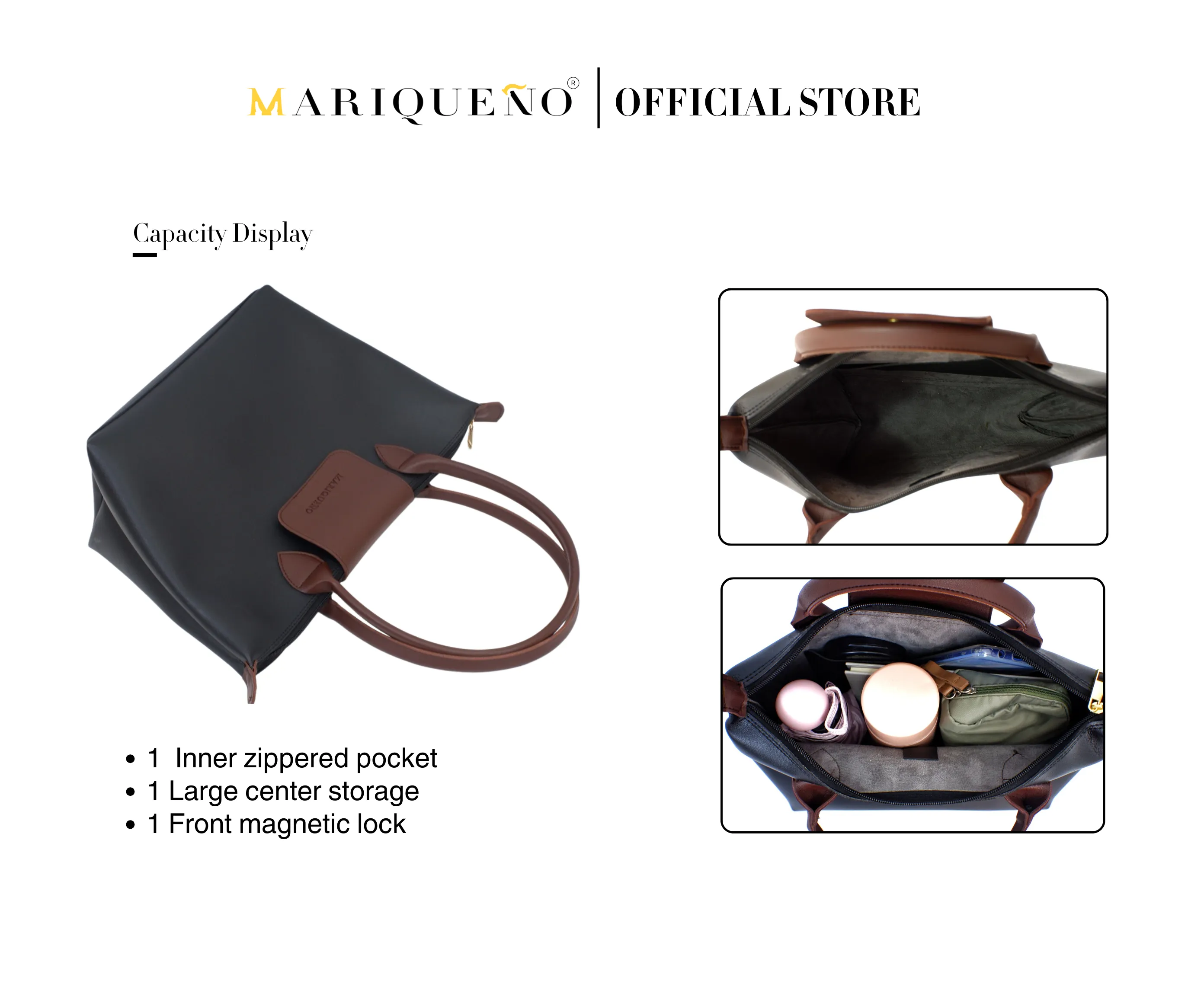 MARTHA Leather Tote Bag in Black