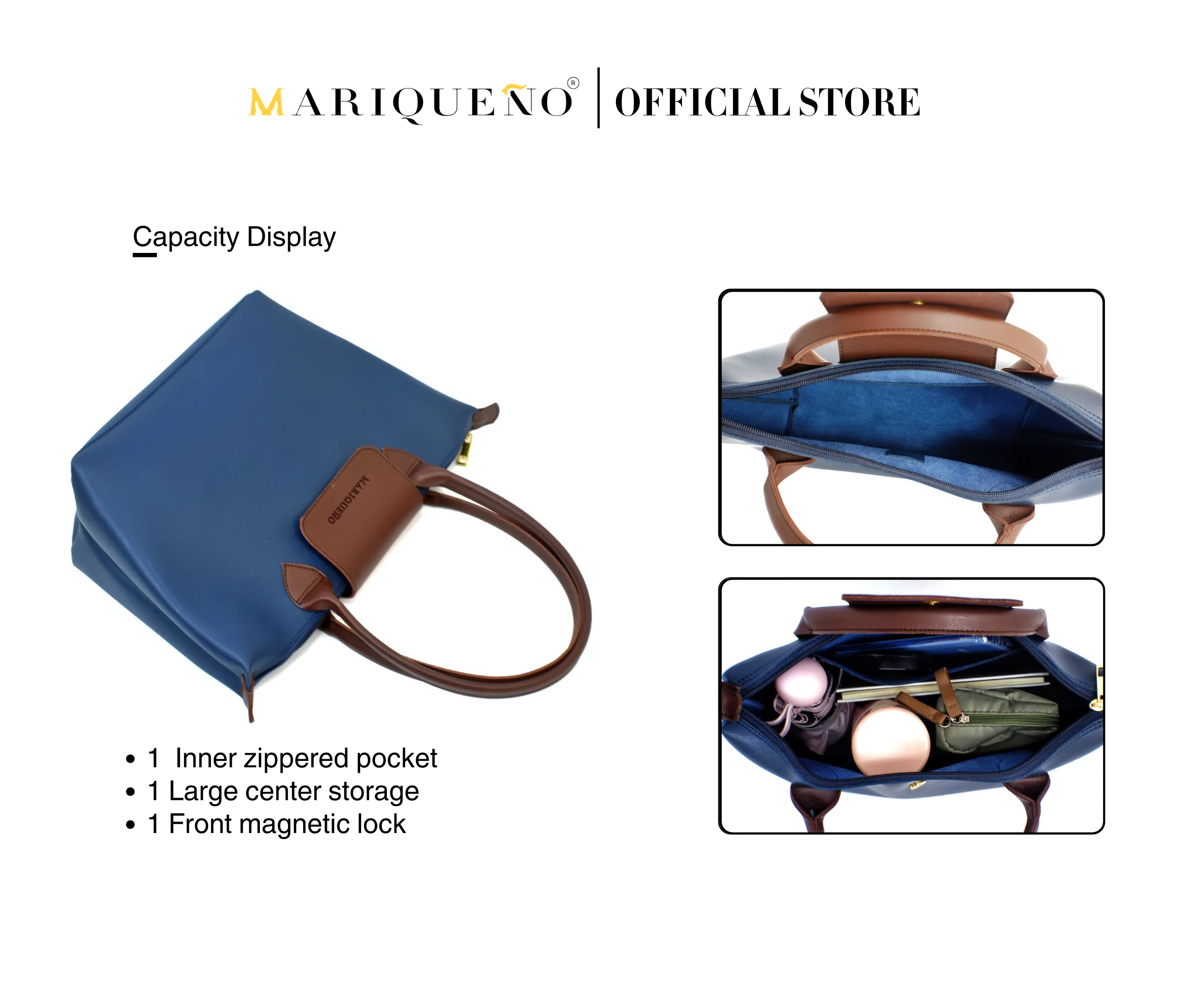 MARTHA Leather Tote Bag in Blue