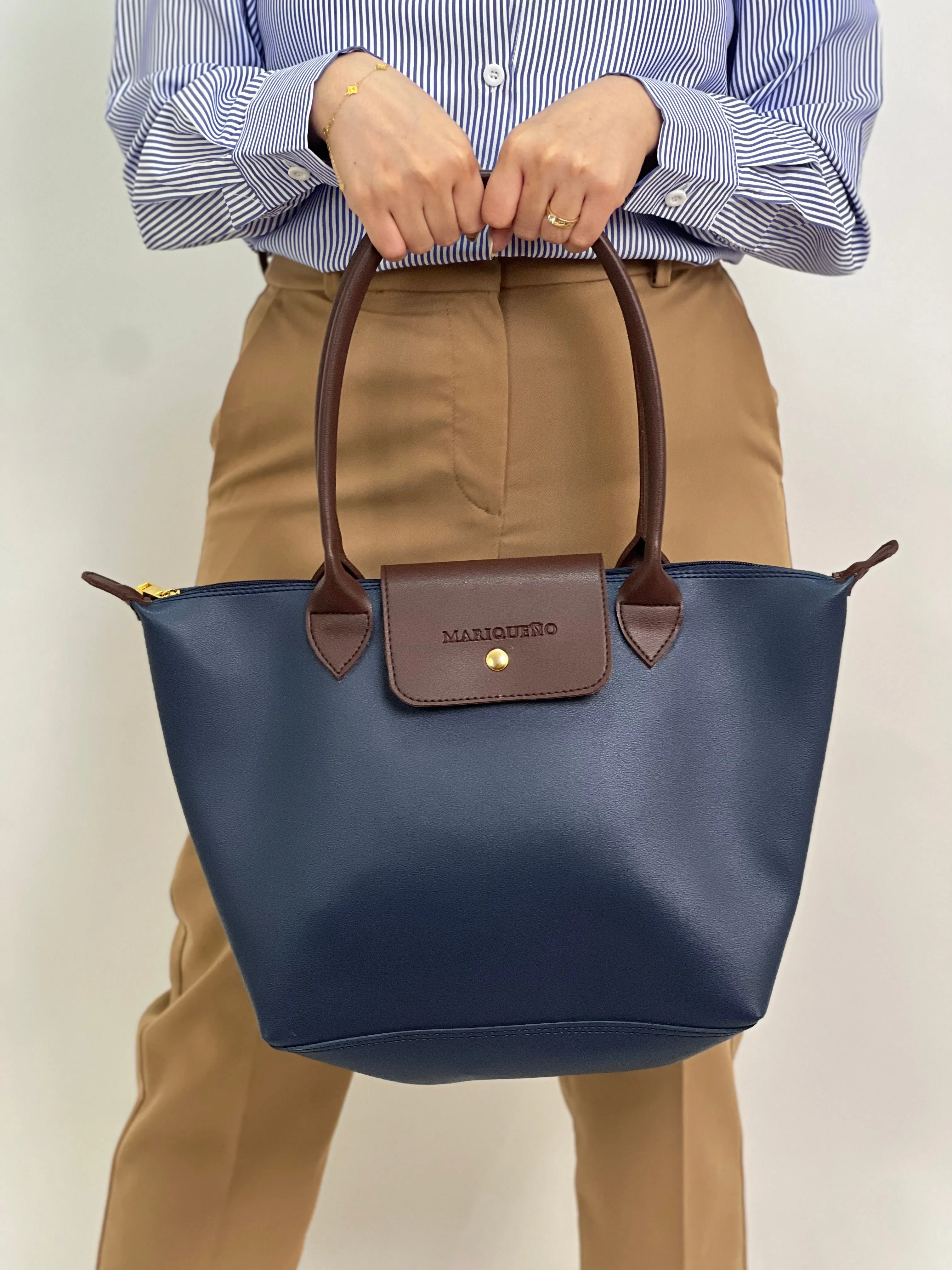 MARTHA Leather Tote Bag in Blue