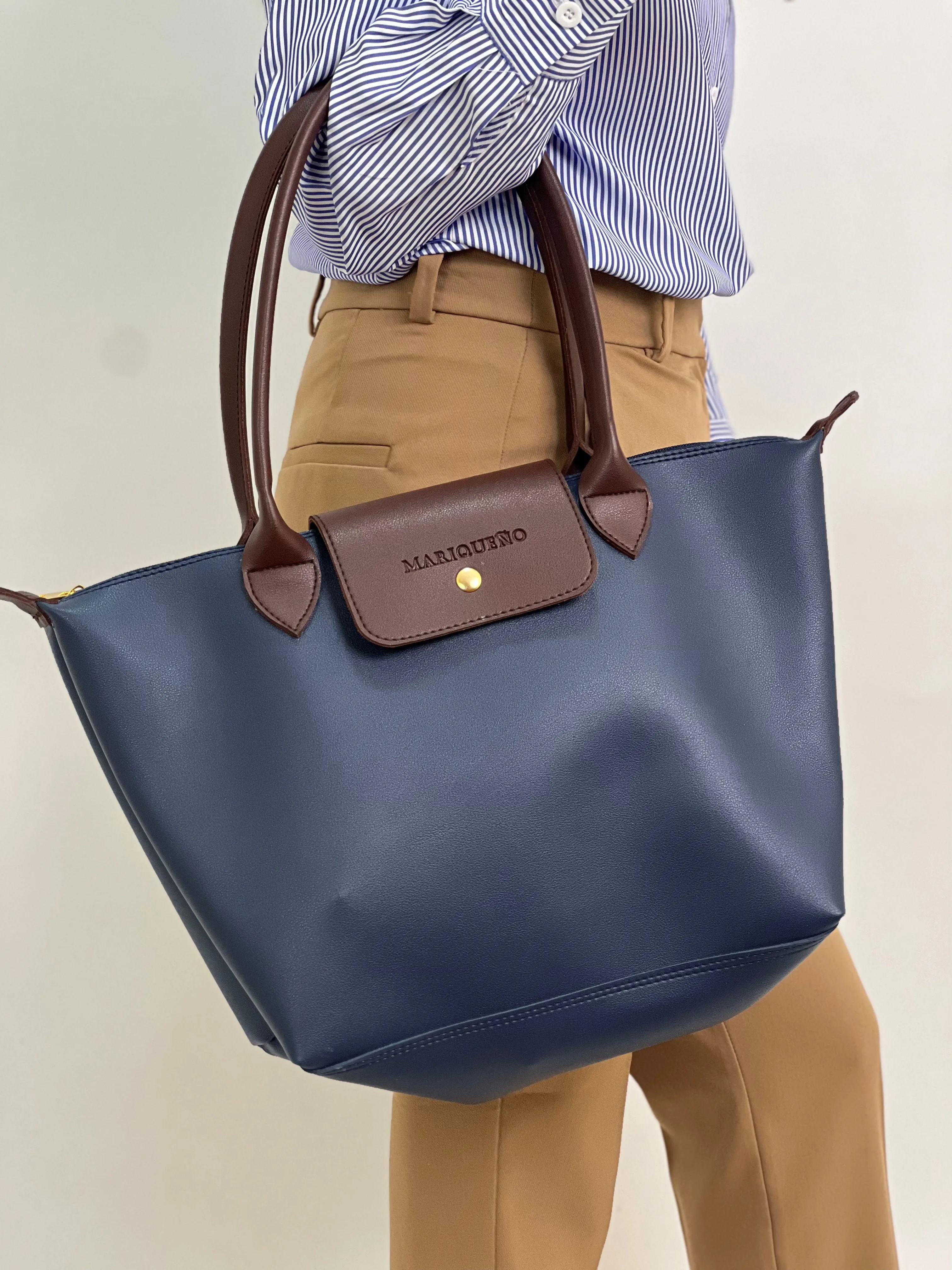 MARTHA Leather Tote Bag in Blue