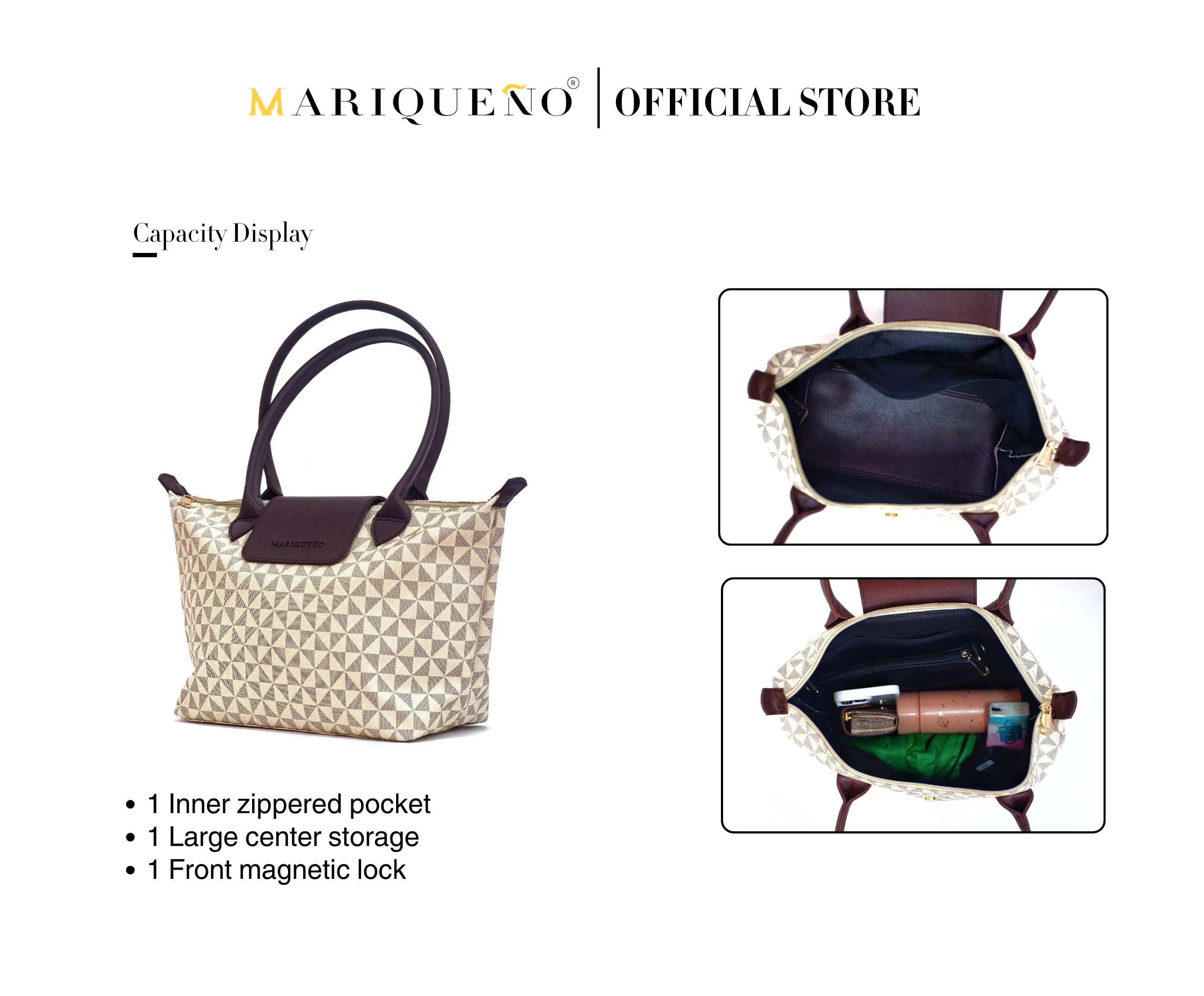 MARTHA Leather Tote in Sandstone Geo