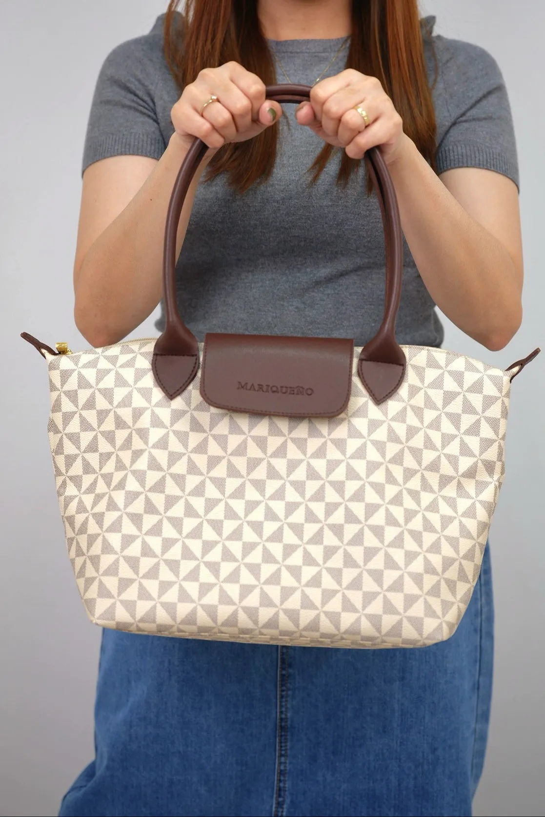MARTHA Leather Tote in Sandstone Geo