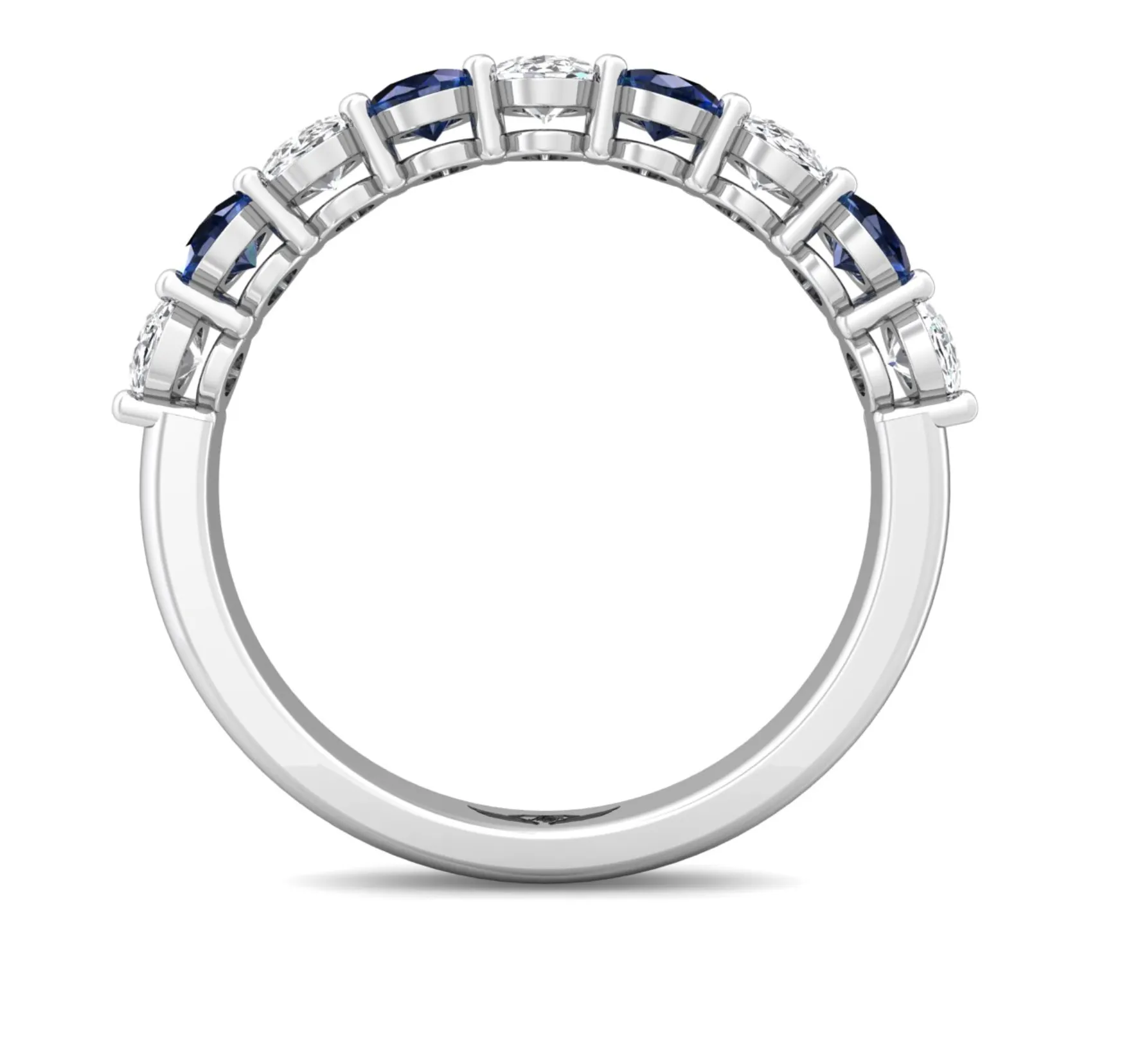 Martin Flyer Oval Cut Diamond and Sapphire Anniversary Band