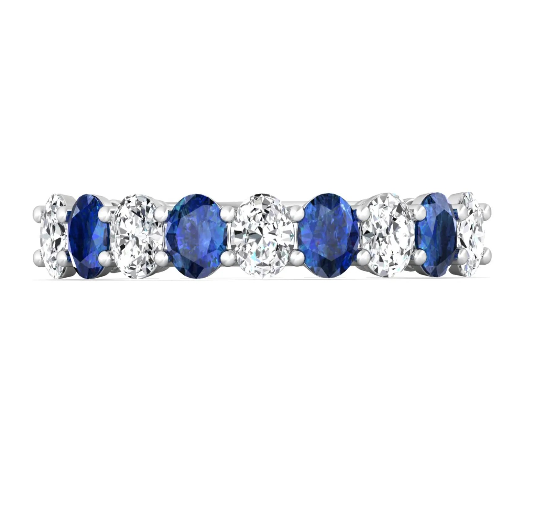 Martin Flyer Oval Cut Diamond and Sapphire Anniversary Band