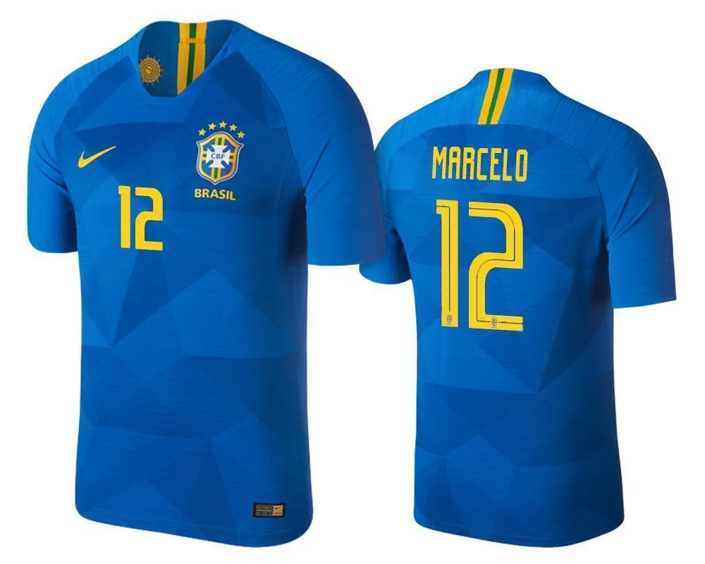 Men #12 Marcelo Jersey Away Brazil National 2018 FIFA World Cup