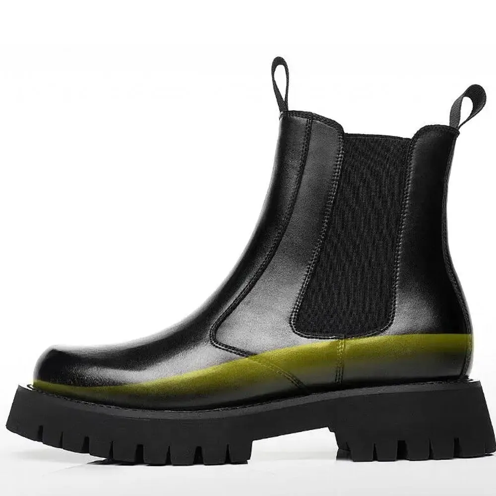 Men Chelsea Rubber Boot Inner Increased Lifted Boots