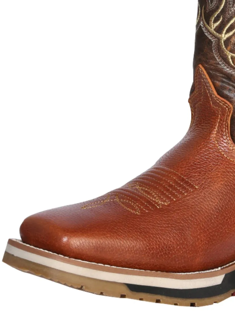 Men's Genuine Leather Pull-On Soft Toe Western Work Boots 'Establo' Color Honey 41540