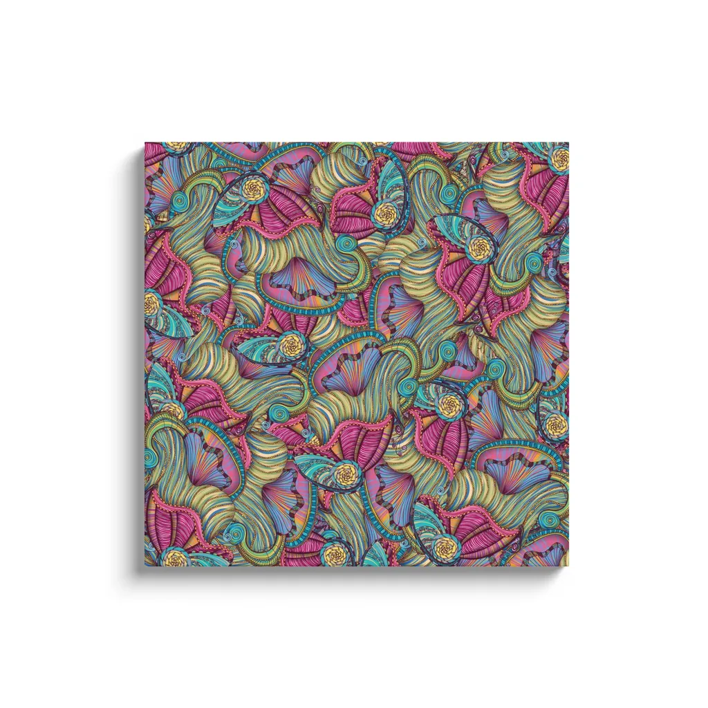 Mermaid Seashells Pattern Canvas Reproduction