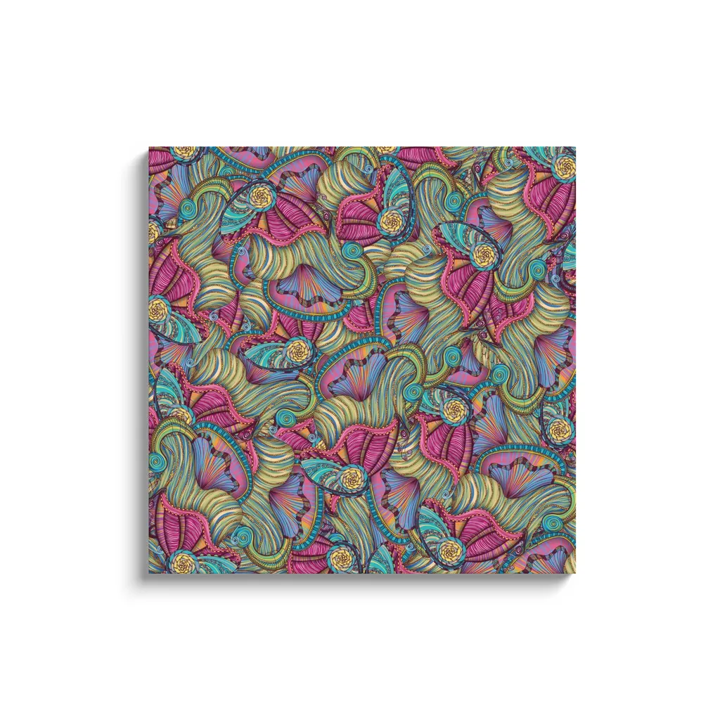 Mermaid Seashells Pattern Canvas Reproduction