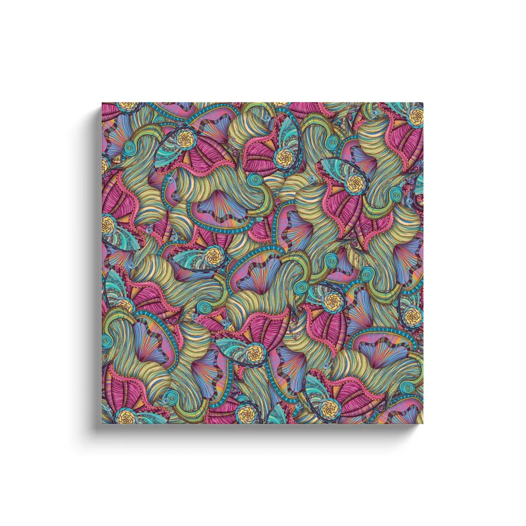Mermaid Seashells Pattern Canvas Reproduction