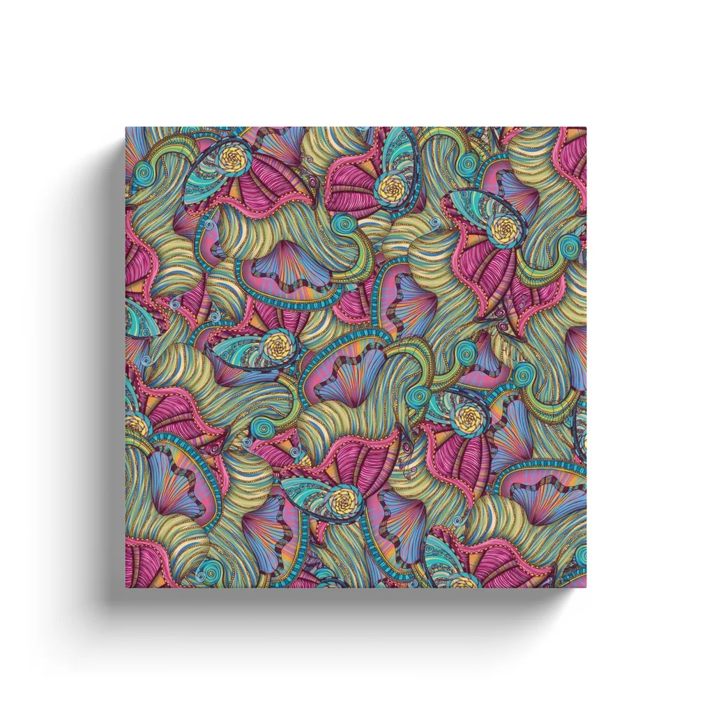 Mermaid Seashells Pattern Canvas Reproduction
