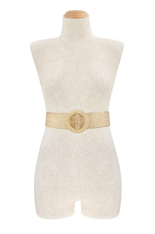 Metal Round Buckle Elastic Belt