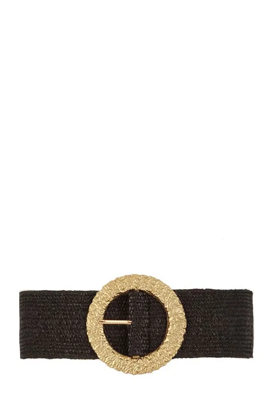 Metal Round Buckle Elastic Belt