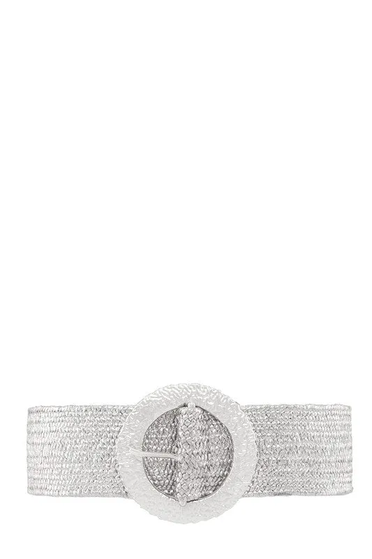 Metal Round Buckle Elastic Belt