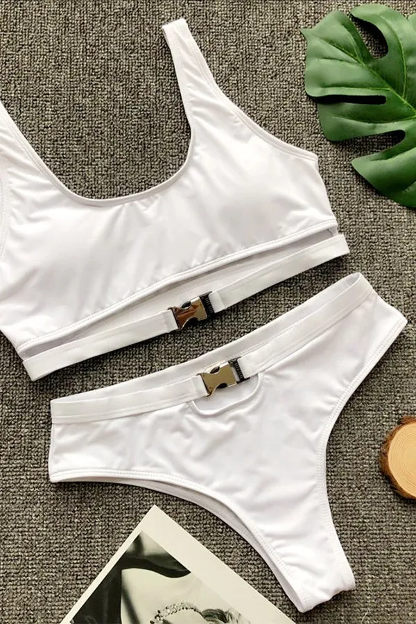 Monochrome Bikini With Metal Buckle