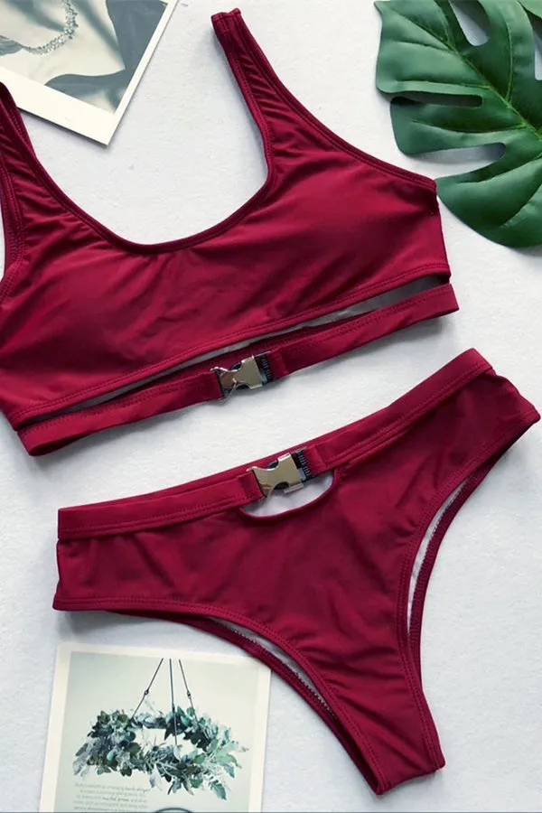 Monochrome Bikini With Metal Buckle