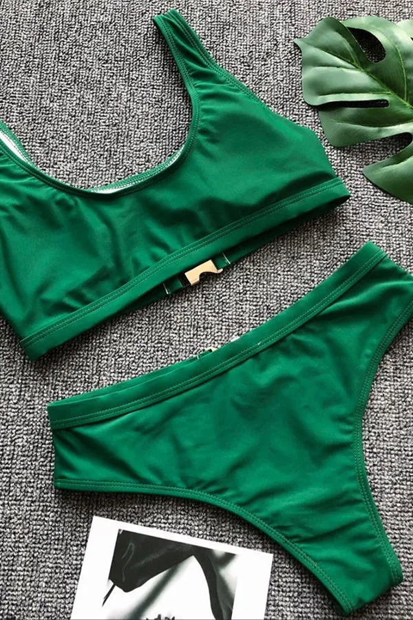 Monochrome Bikini With Metal Buckle