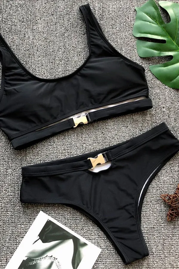 Monochrome Bikini With Metal Buckle