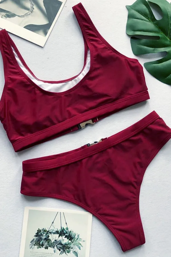 Monochrome Bikini With Metal Buckle