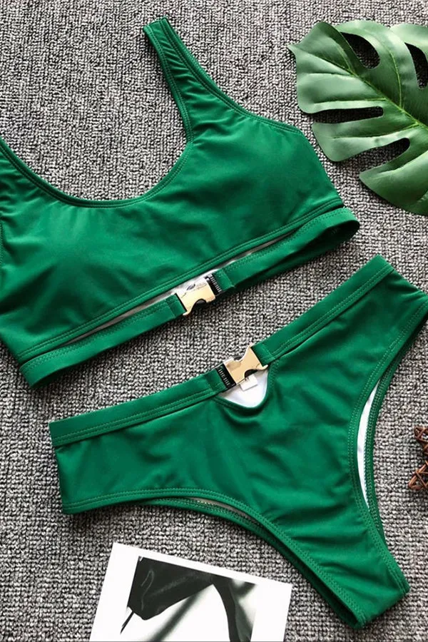 Monochrome Bikini With Metal Buckle