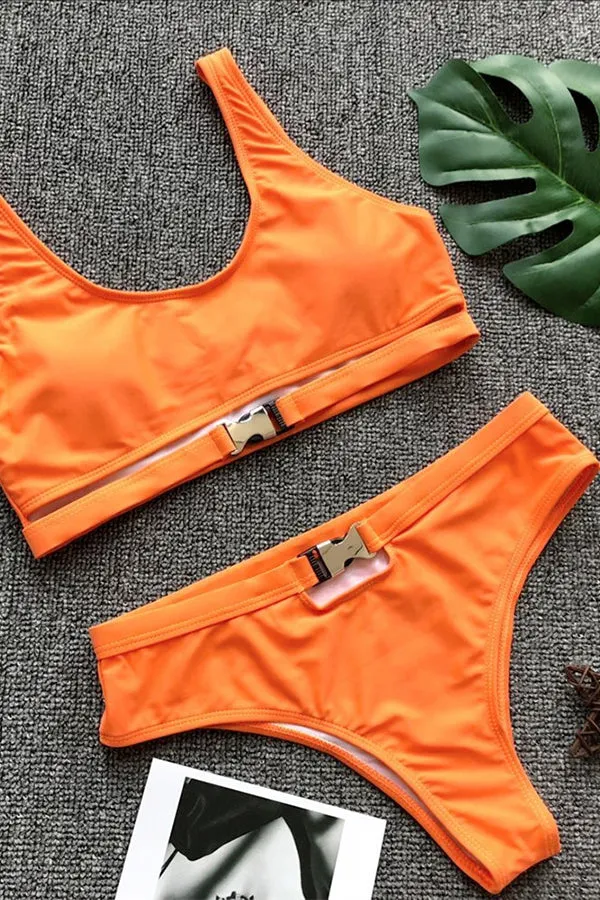 Monochrome Bikini With Metal Buckle