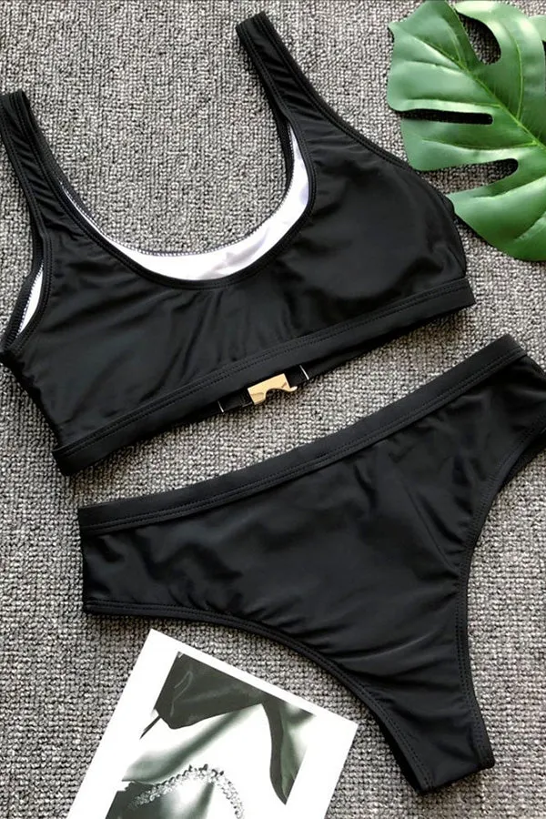 Monochrome Bikini With Metal Buckle