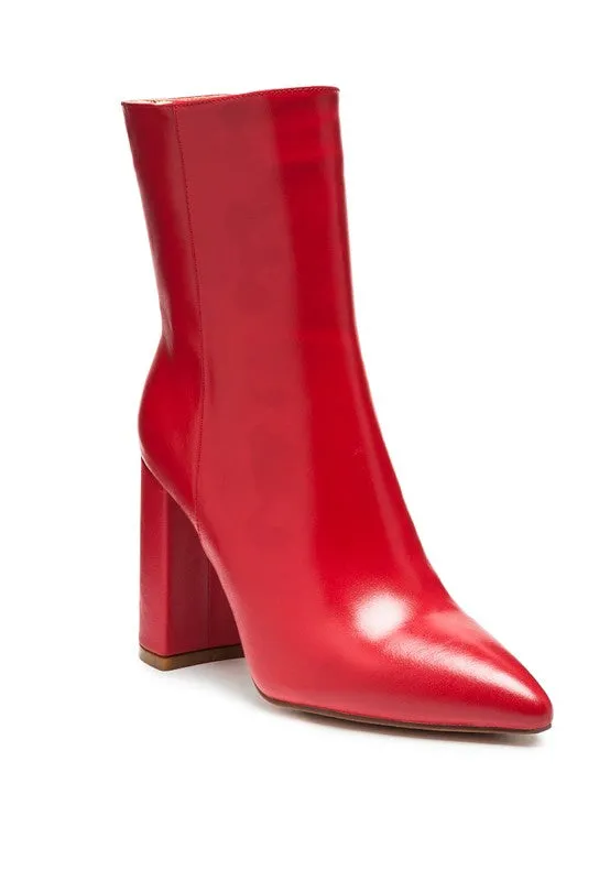 Morgan Ankle High Pointed Toe Block Heel Boot