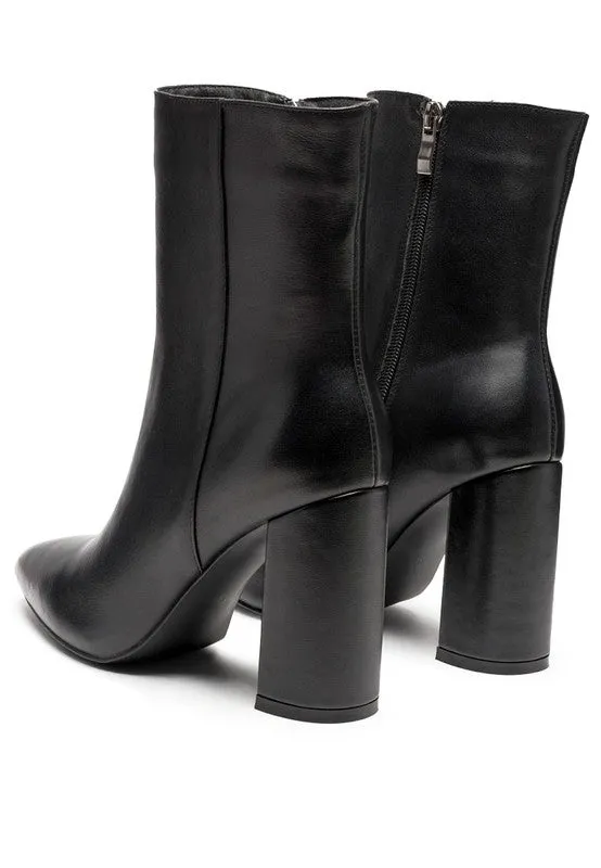 Morgan Ankle High Pointed Toe Block Heel Boot