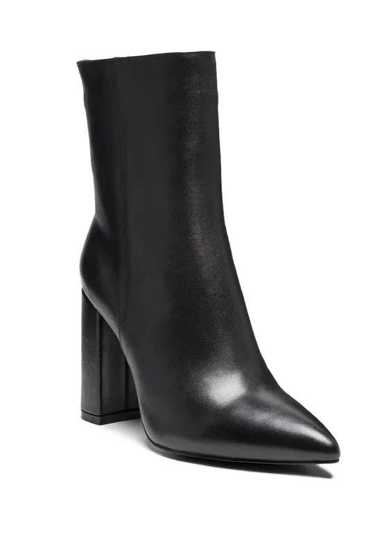 Morgan Ankle High Pointed Toe Block Heel Boot