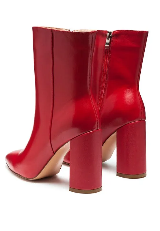 Morgan Ankle High Pointed Toe Block Heel Boot