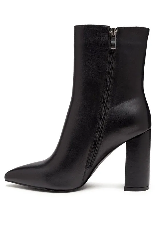 Morgan Ankle High Pointed Toe Block Heel Boot