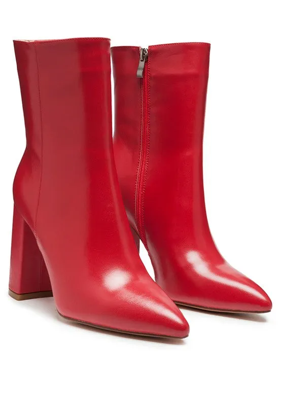 Morgan Ankle High Pointed Toe Block Heel Boot