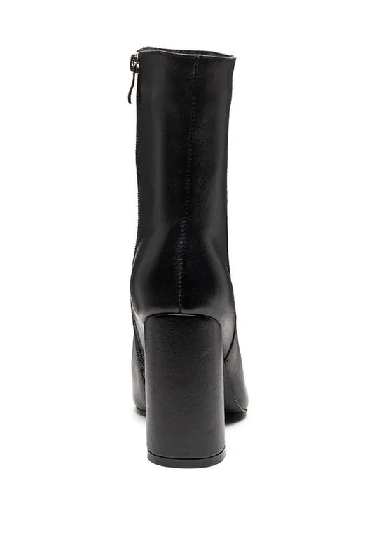 Morgan Ankle High Pointed Toe Block Heel Boot