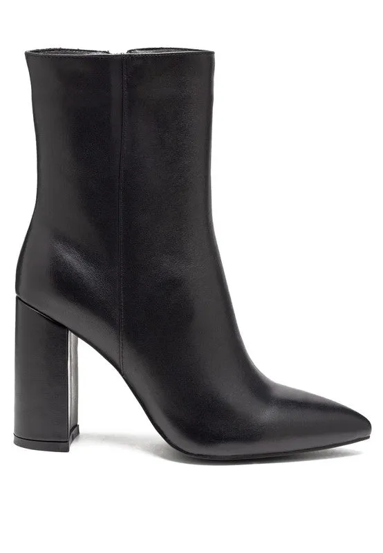Morgan Ankle High Pointed Toe Block Heel Boot
