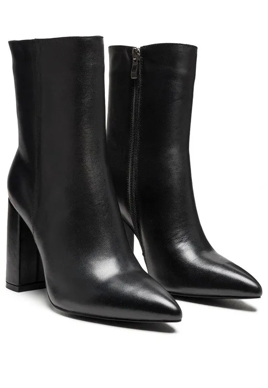 Morgan Ankle High Pointed Toe Block Heel Boot