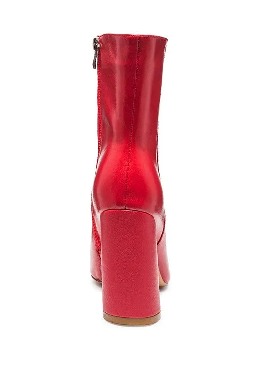 Morgan Ankle High Pointed Toe Block Heel Boot