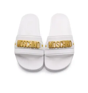 MOSCHINO KIDS - GOLD LOGO SLIDERS