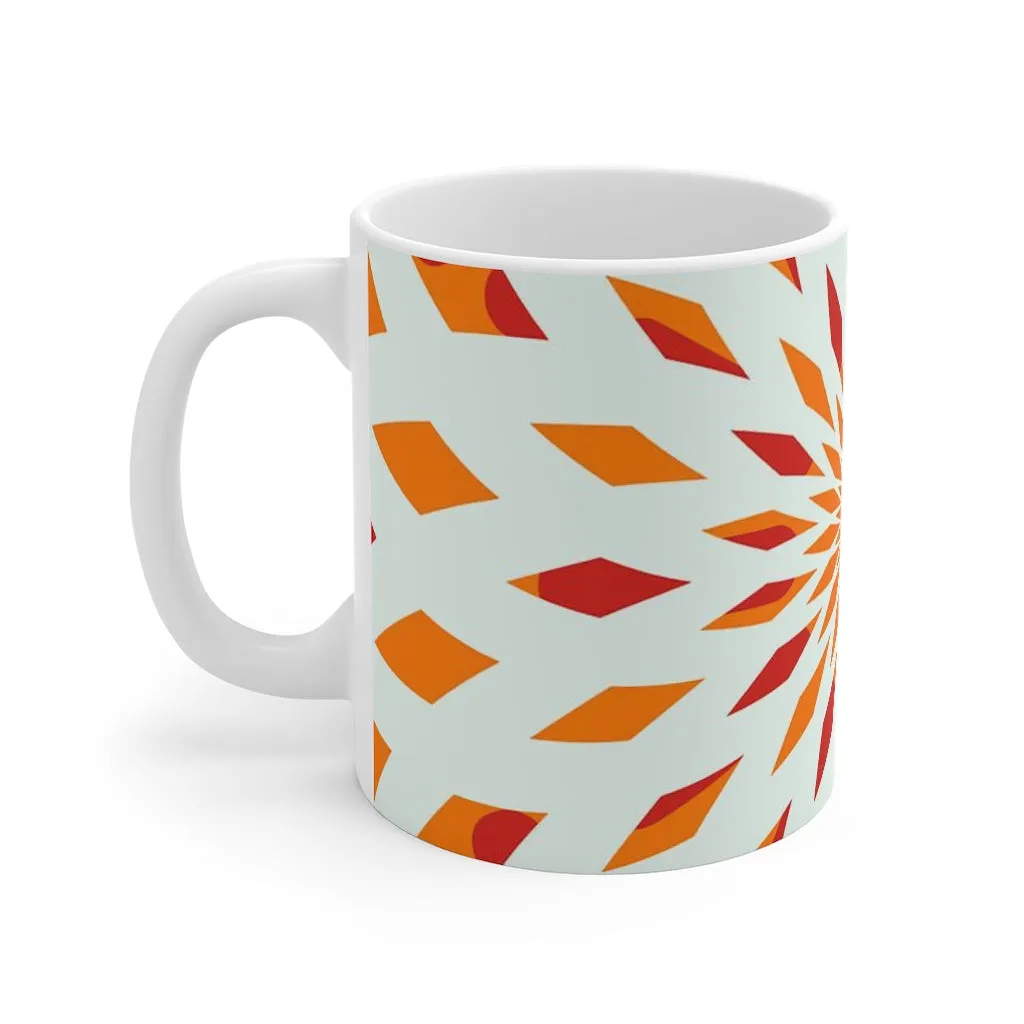 Mug-Bright Orange Floral Design