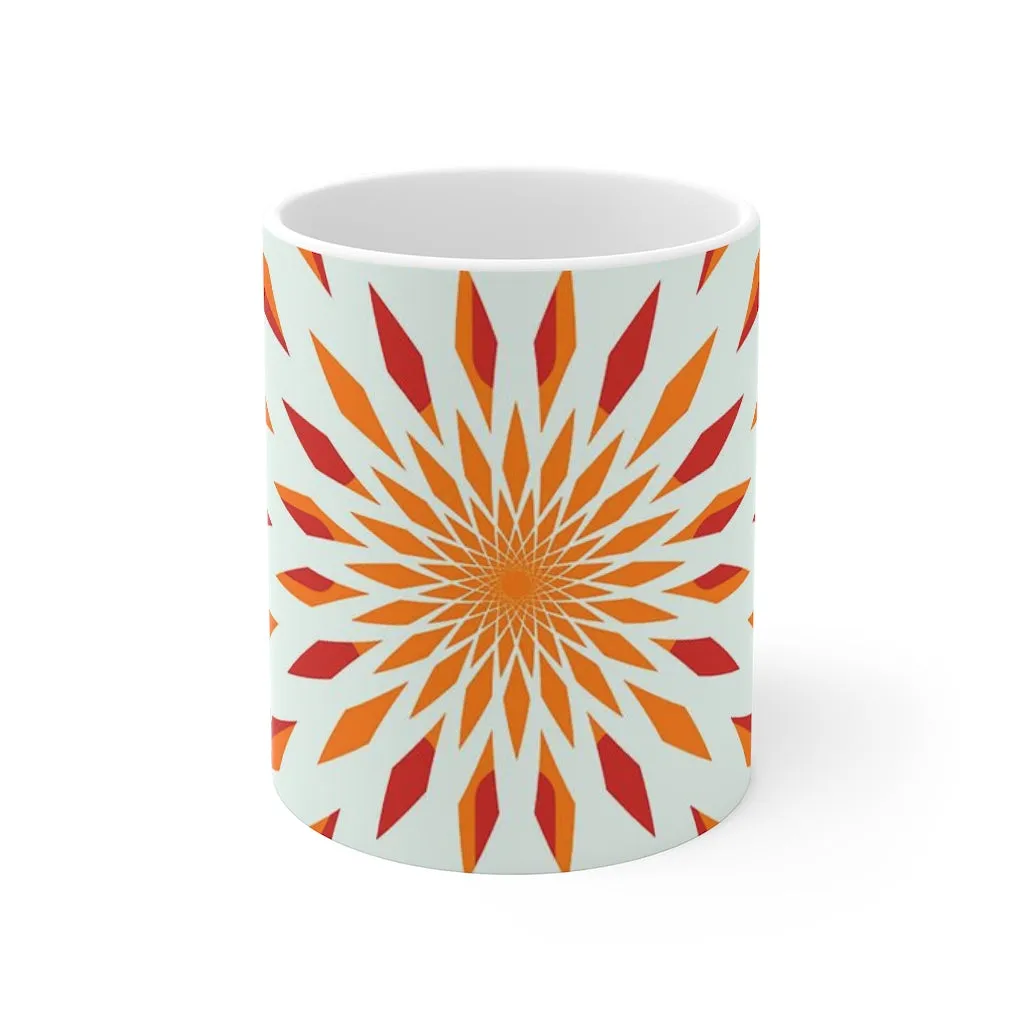 Mug-Bright Orange Floral Design