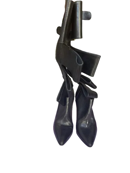 Napoleoni Black Leather Cut Out Boots