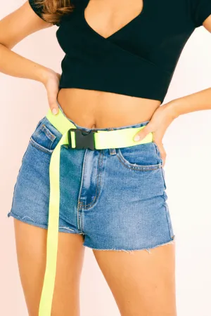 Neon Green Canvas Buckle Belt - Winslet