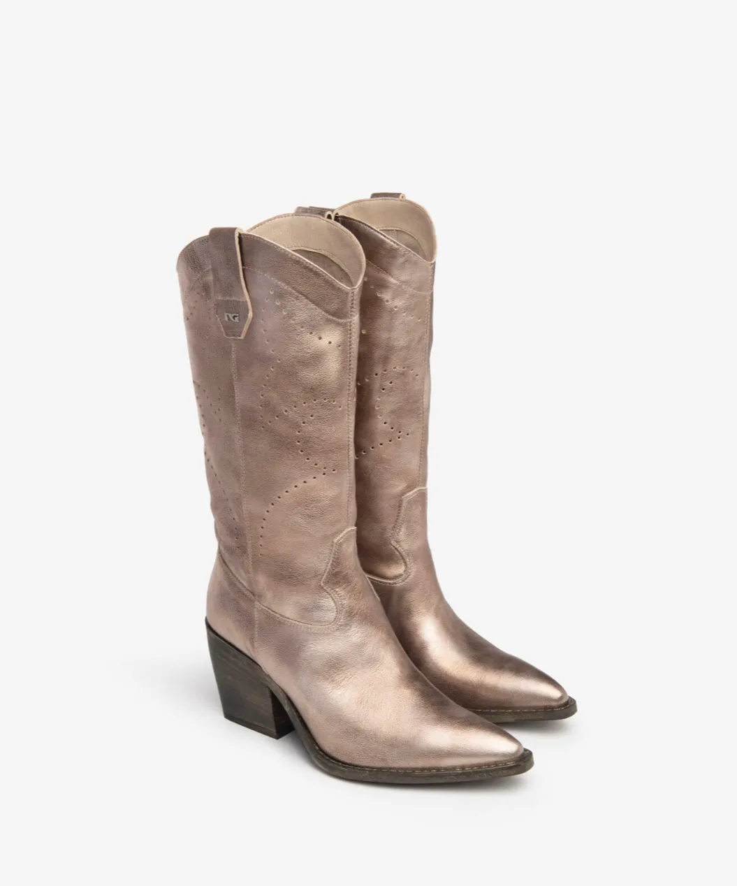 NeroGiardini - E409795D Metallic Med Calf Cowboy Boot [Size down]